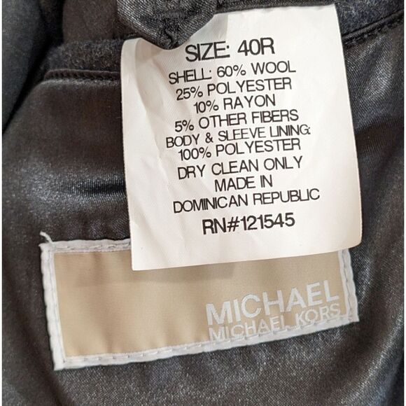 Michael Kors Men's Charcoal Grey Three Button Wool Blend ZipUp Overcoat Size 40R - Picture 9 of 9